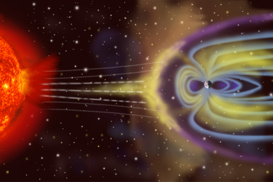 Earth's Magnetic field illustration from NASA public domain (slightly cropped)